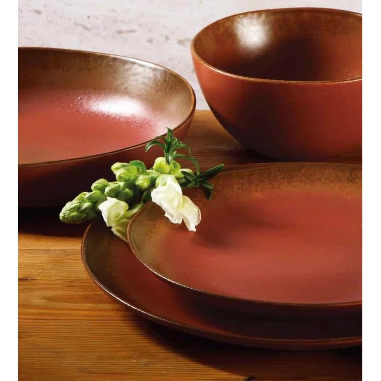 bloomhouse Palermo Sun 16 Piece Stoneware Reactive Glaze Plates and Bowls Dinnerware Set