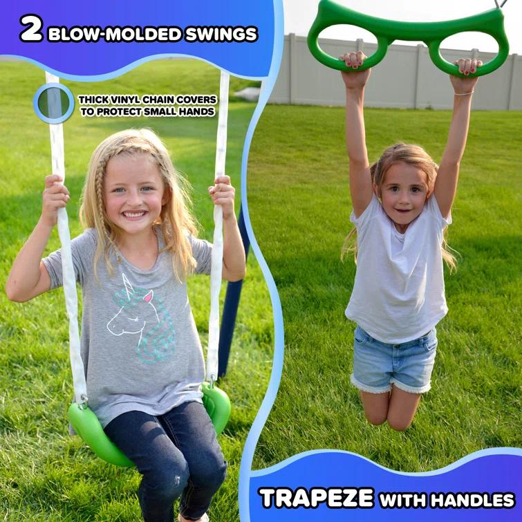 Sportspower Sportspower Sierra Vista Metal Swing Set with Lifetime Warranty on 5' Double Wall Slide
