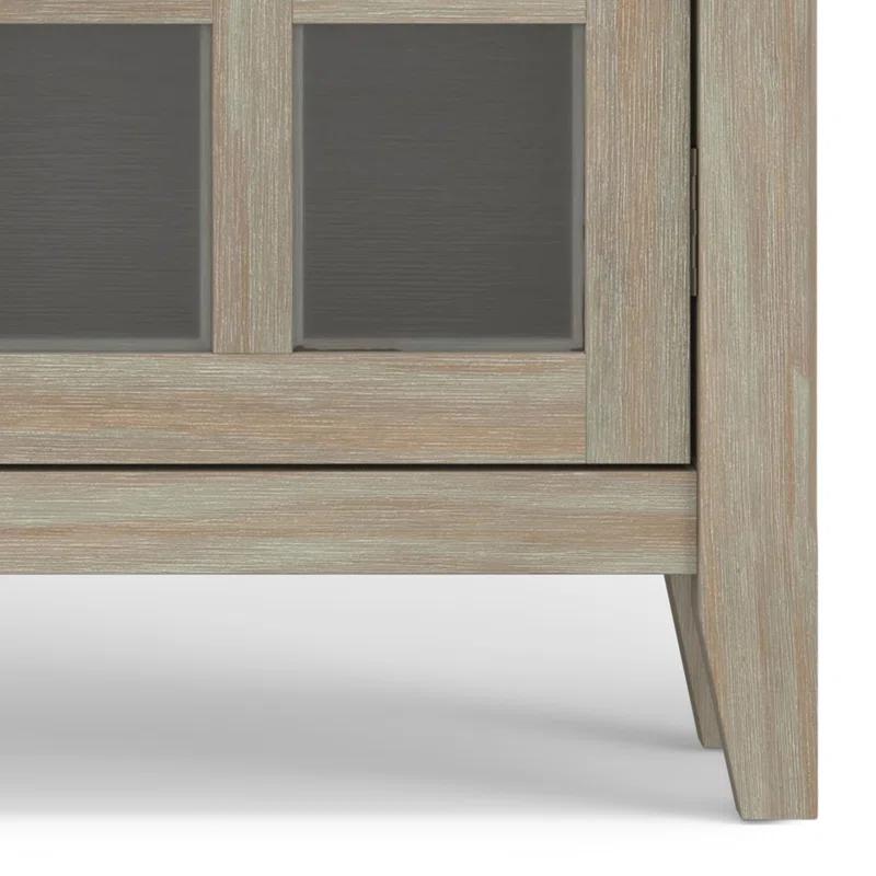 Simpli Home Acadian 36"W Solid Wood 2-Shelf Entryway Storage Cabinet with Glass Doors and 2 Drawers