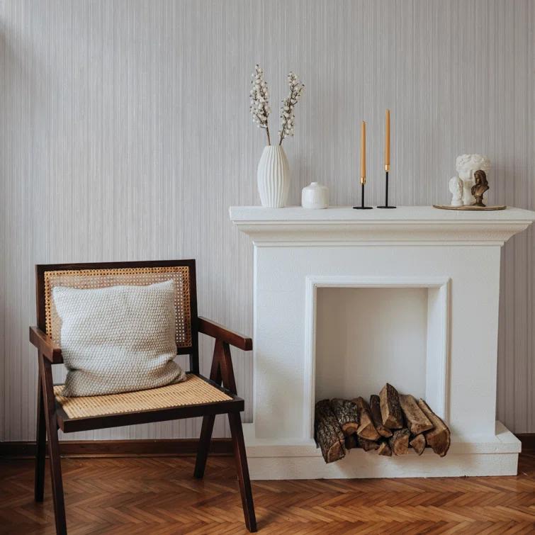 Tempaper & Co.® Faux Grasscloth Removable Peel and Stick Wallpaper, Textured Sterling Silver, 28 sq ft: Vinyl, Self-Adhesive