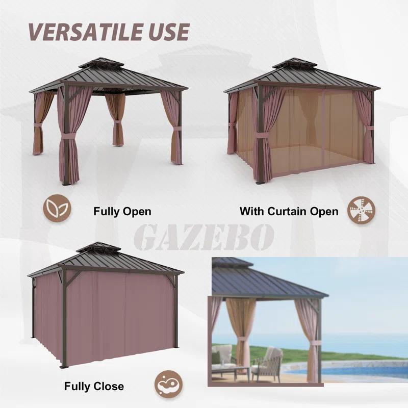 EAGLE PEAK Outdoor Aluminum Frame Hardtop Patio Gazebo