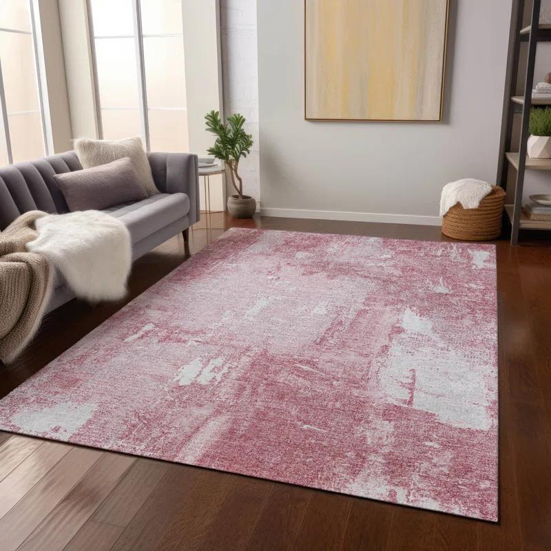 Machine Washable Indoor/Outdoor Chayden ACN989 Pink Rug