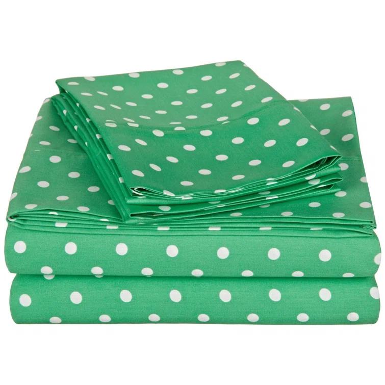 Superior Impressions Polka Dots 600 TC Cotton Poly Blend Deep Pocket Bed Sheet Set