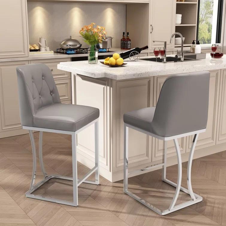 Mercer41 24" Counter Height Bar Stools with Back Kitchen Island Stools
