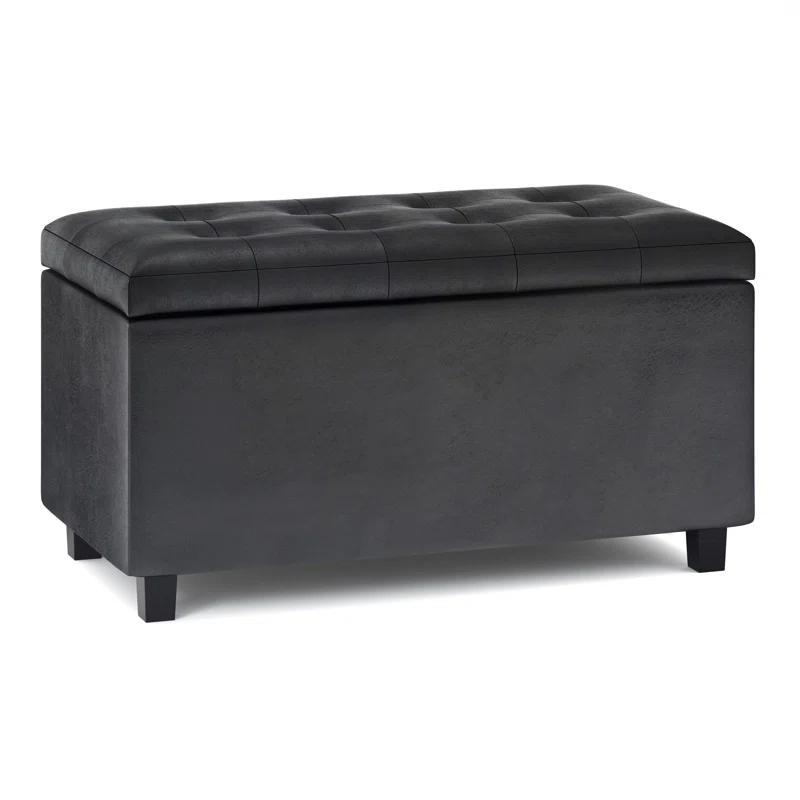 Simpli Home Cosmopolitan Faux Leather Ottoman