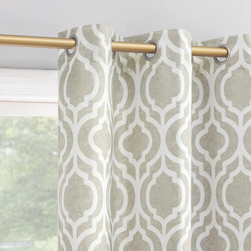 Sun Zero Eldon Gray Trellis Print Blackout Grommet Curtain Panel