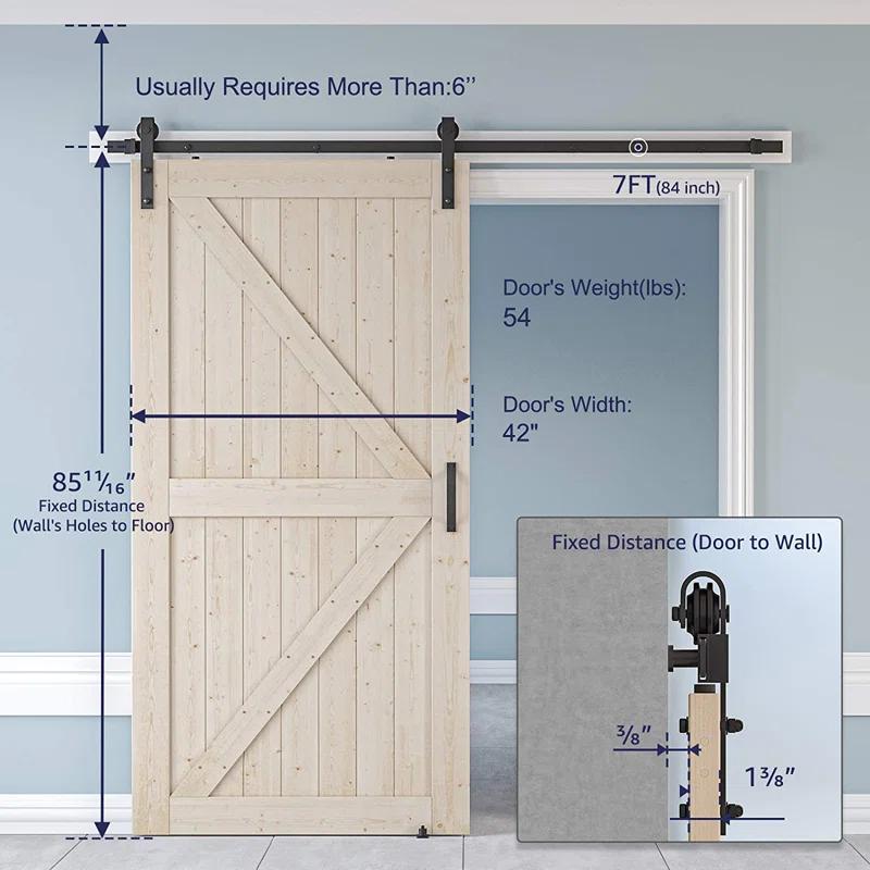 S&Z TOPHAND Barn Door, Unfinished British Brace Barn Door/Country Style/Solid Wood/Sliding Door/Durable