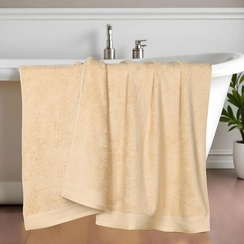 Superior Honeycomb Textured Waffle Border Cotton Medium Weight Bath Sheets (Set of 2)