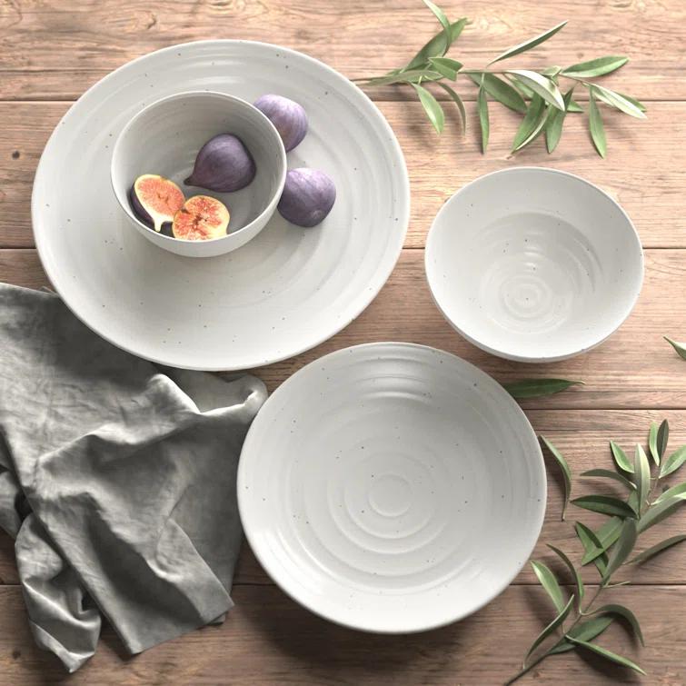 Sango Siterra 16-Piece Rustic White Stoneware Dinnerware Set - Service For 4, Plate & Bowl Set & Reviews | AllModern