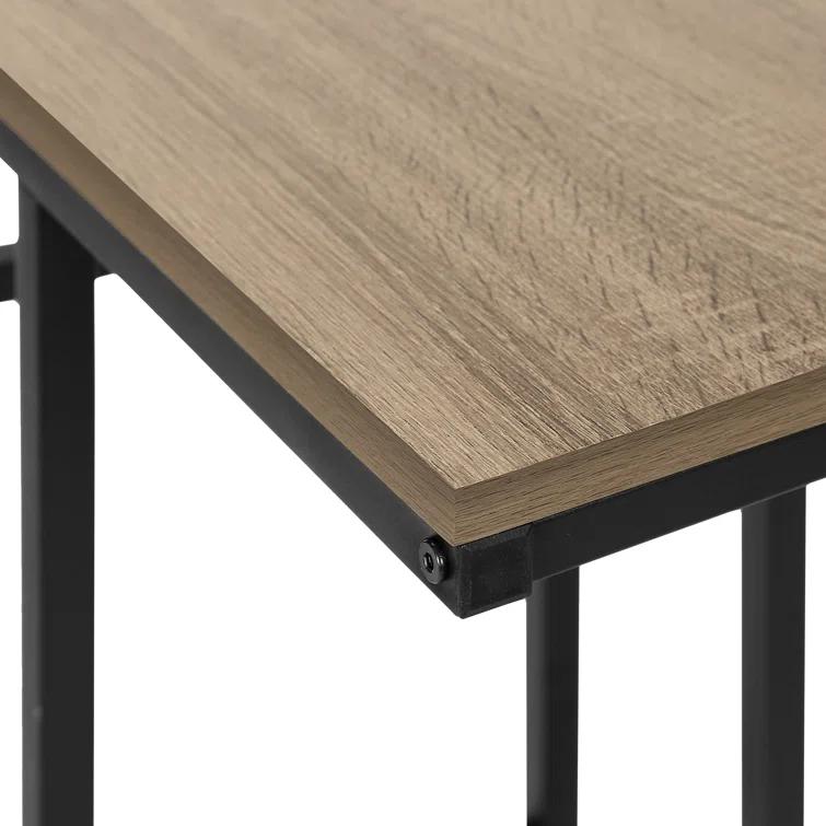 17 Stories Accent Table C-shaped, End, Side, Snack, Living Room, Bedroom, Metal, Laminate, Contemporary