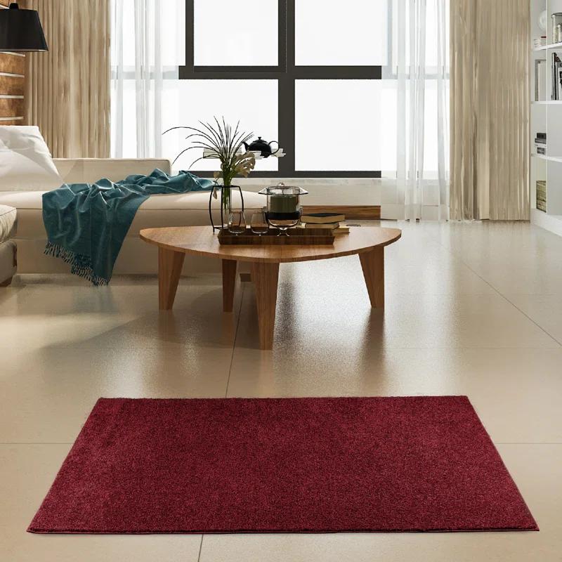 Furnish My Place Modern Plush Pet and Kids Friendly Solid Color Burgundy Area Rugs, Stain & Fade Resistance, Made in USA, Perfect for Living Room, Dining Room, Bedroom, Playroom and Kidsroom, Event, Wedding Rug