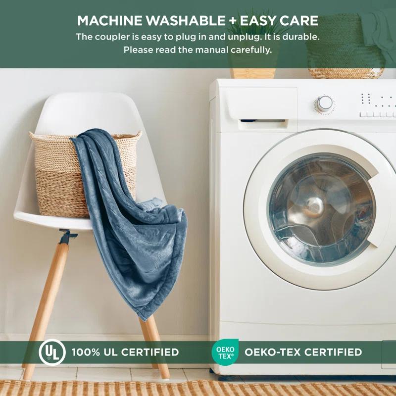 Woolrich Woolrich Heated Plush to Berber Blanket,Sapphire Blue,Twin