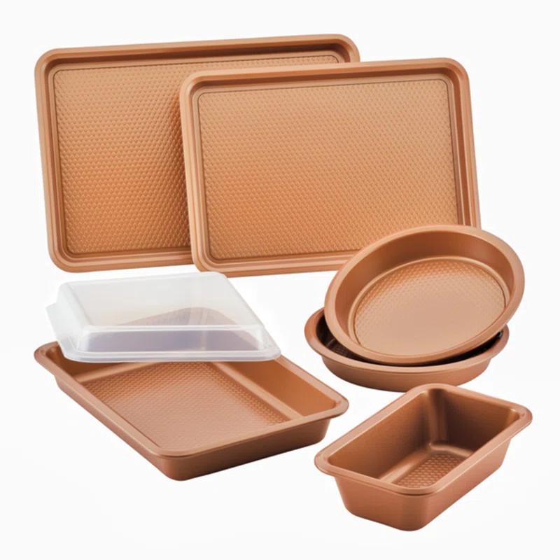 Ayesha Curry Ayesha Curry Bakeware Nonstick Cookie Pan, Loaf Pan, And Cake Pan Set, 7-Piece, Copper