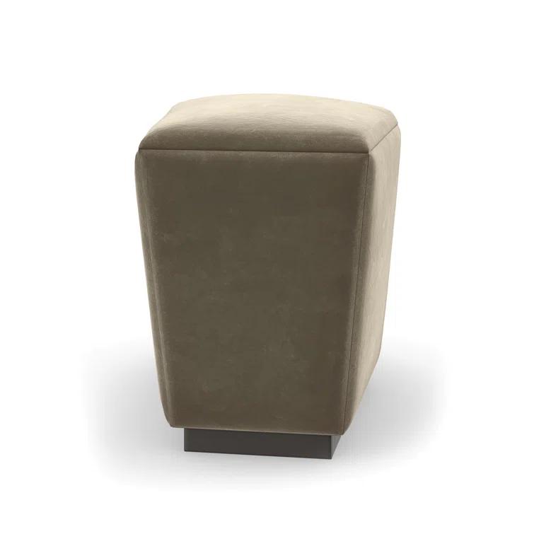 Brown Mohair Transitional Storage Ottoman with Dark Chocolate Base