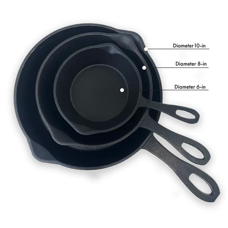 Bayou Classic Bayou Classic Seasoned Cast Iron Non-Stick Skillet Set
