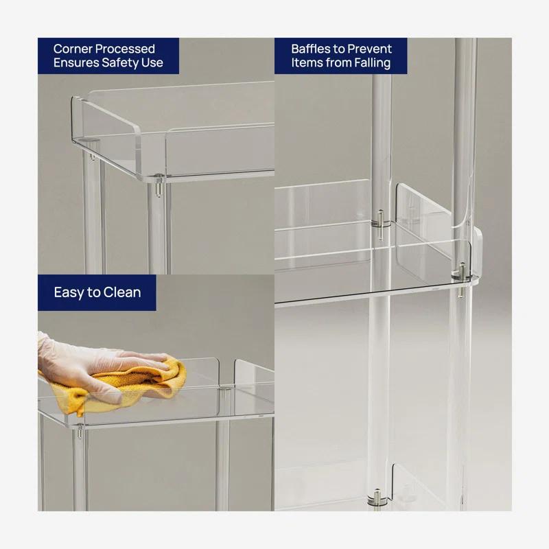 Everly Quinn 3-Tier Mini Rolling Serving Cart w/ 4 Lockable Wheels