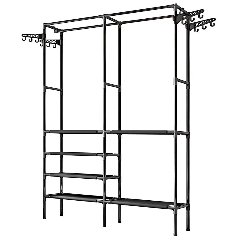 Rebrilliant 4-Tier Garment Rack,Clothes Rack with Extended Hanger,Freestanding Wardrobe Closet Clothing Rack