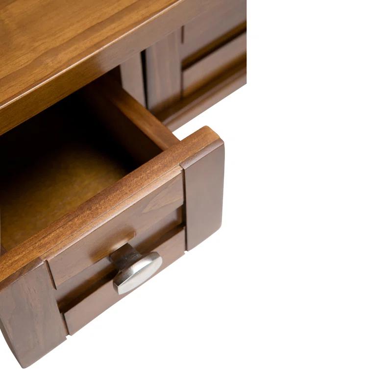 Simpli Home Warm Shaker 48"W Solid Wood Desk, Transitional Style with Keyboard Tray