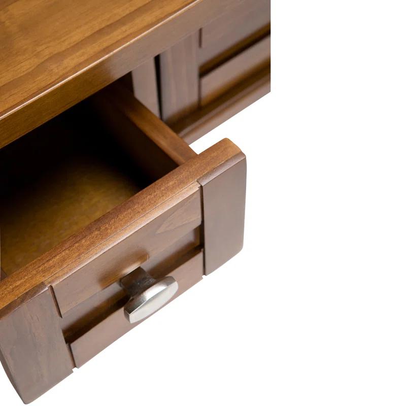 Simpli Home Warm Shaker 48"W Solid Wood Desk, Transitional Style with Keyboard Tray