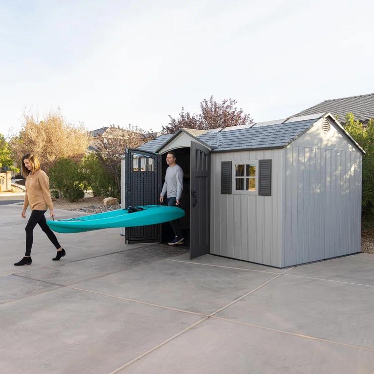 Lifetime 15 Ft. x 8 Ft. High-Density Polyethylene Outdoor Storage Shed with Steel-Reinforced Construction & Reviews | Wayfair