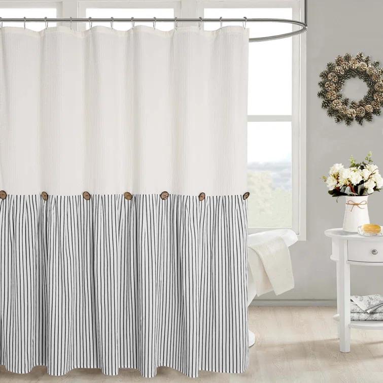 Gracie Oaks Daeb Cotton Blend Shower Curtain