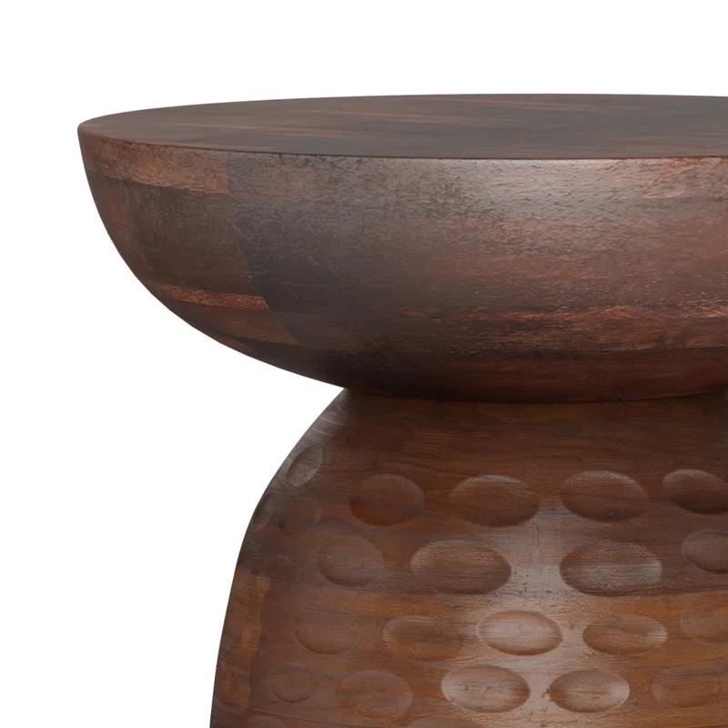 Simpli Home Boyd Solid Mango Wood Pedestal Accent End Table
