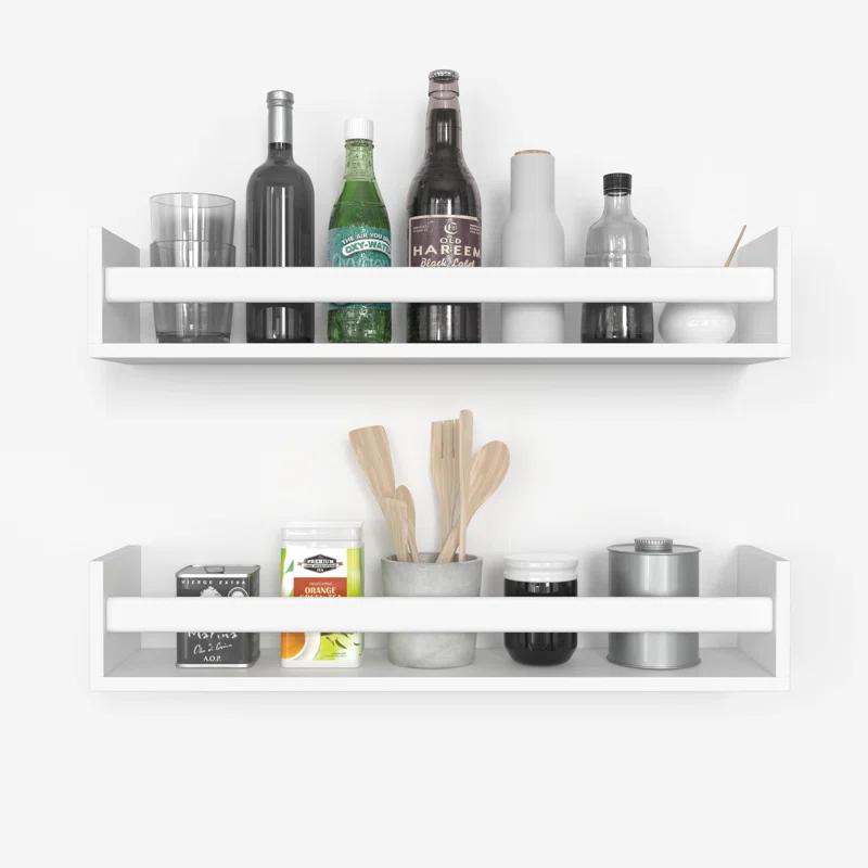 Ballucci Rigga 16" Floating Shelves with Front Bar (Set of 2)