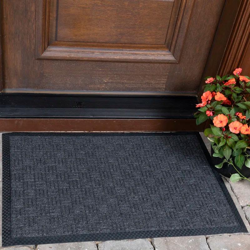 Ottomanson Carpeted Rubber Outdoor Non-Slip Outdoor Door Mat