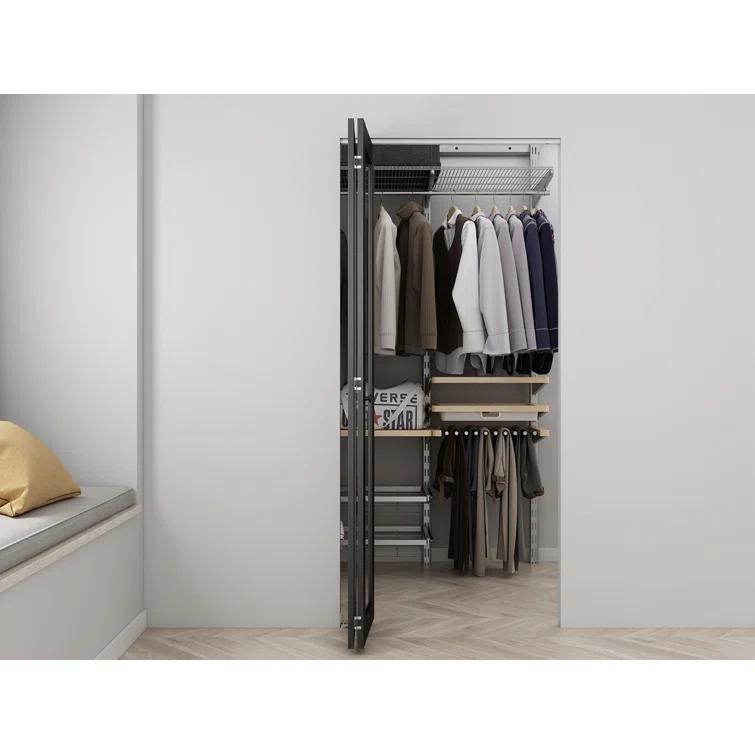 Calhome Full Lite Frosted Glass MDF Bi-Fold Door with Hardware Kit and Door Handle