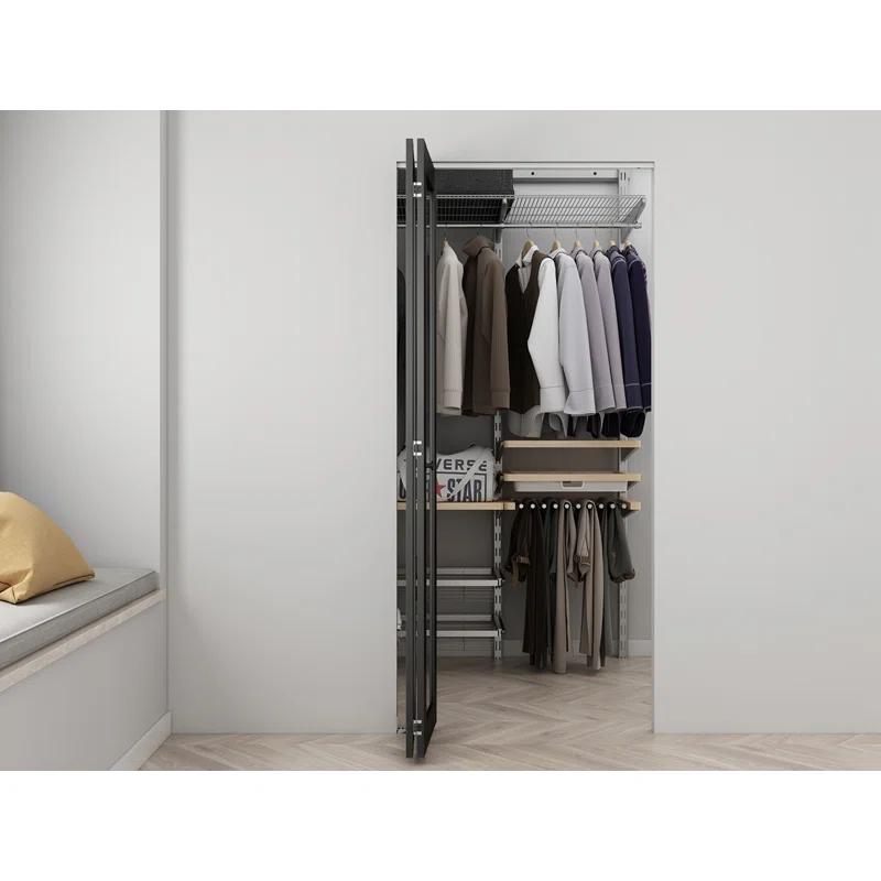 Calhome Full Lite Frosted Glass MDF Bi-Fold Door with Hardware Kit and Door Handle