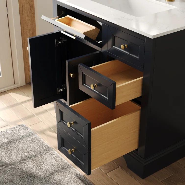 DeerValley Heritage 36'' Fully Assembled Single Bathroom Vanity with Backsplash, 3 Colors Available White/ Navy Blue/ Gray