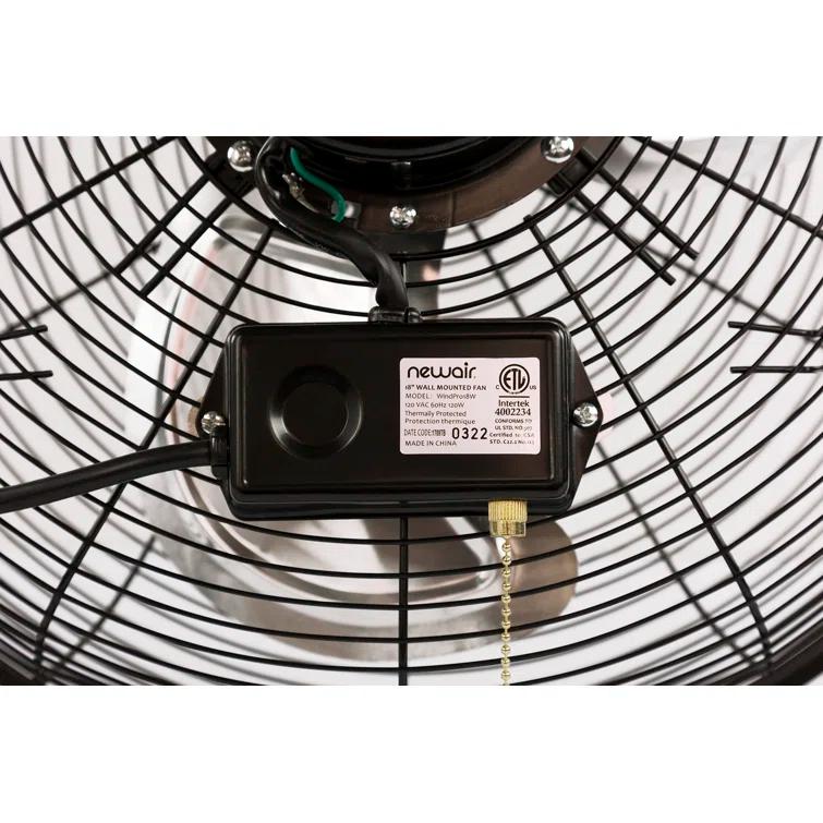 Newair Newair 18" High Velocity Wall Mount Fan, Heavy Duty Outdoor Fan, Adjustable Tilt and 3 Speeds up to 4012 CFM, Pull Chain Switch