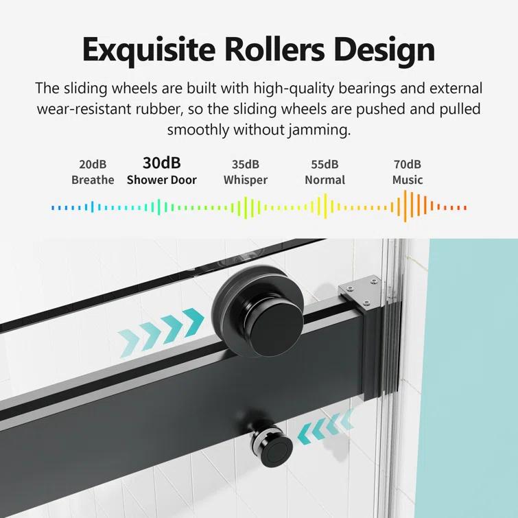 Ceballos 56-60 Inches W *76 Inches H Frameless Double Sliding Soft-Close Shower Door LNNMTB-W1552S00005