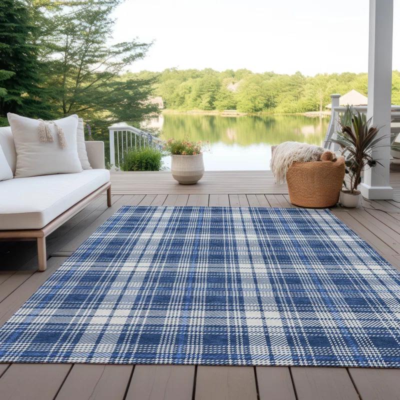 Machine Washable Indoor/Outdoor Chayden ACN993 Navy 10' x 14' Rug