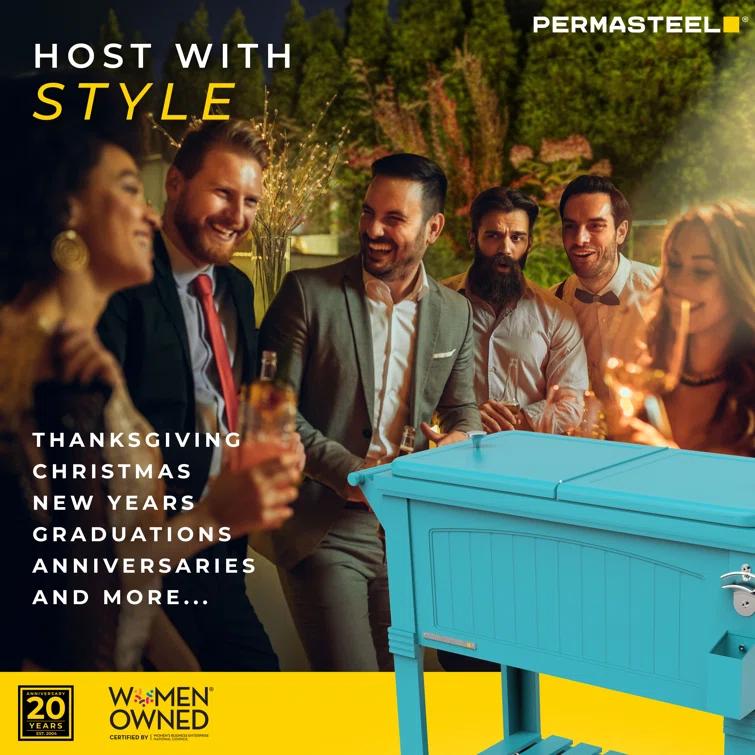 Permasteel 80 Qt. Furniture Style Rolling Patio Cooler