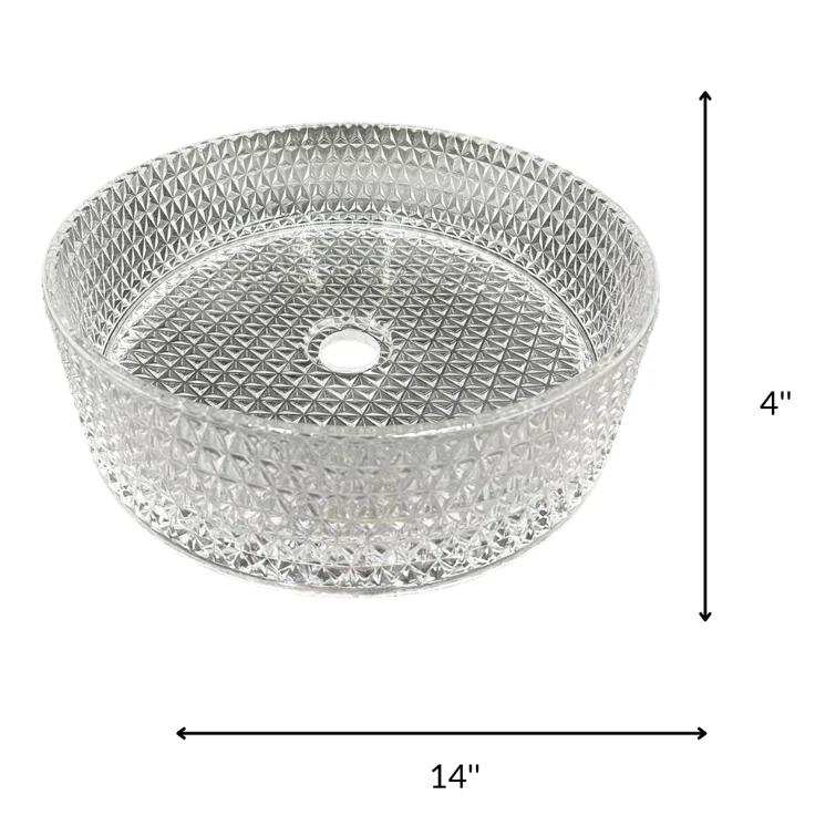 CastelloUSA Scotch 14" Glass Circular Bathroom Vessel Sink - Timeless Collection CB-VC-8-WH-14