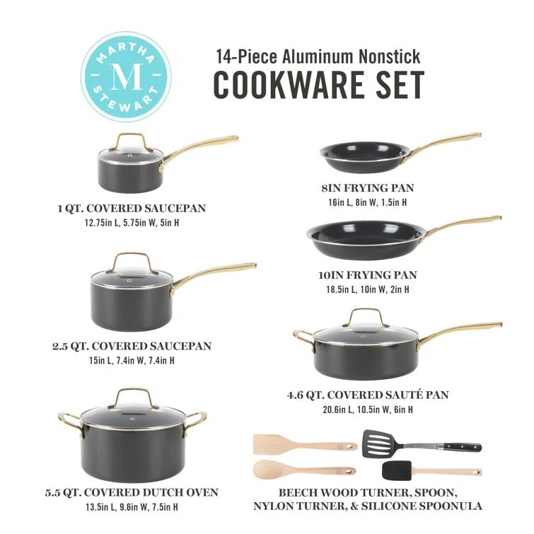 Martha Stewart Martha Stewart 14 Piece Non-stick Cookware Combo Set