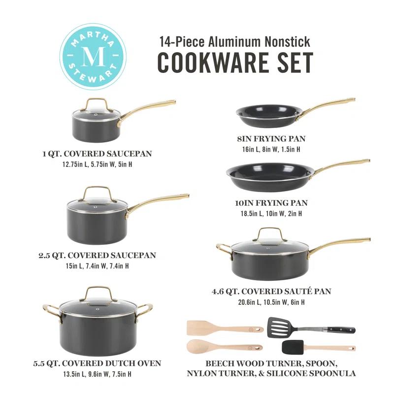 Martha Stewart Martha Stewart 14 Piece Non-stick Cookware Combo Set