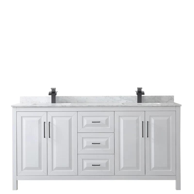 Wyndham Collection Daria 72'' Double Bathroom Vanity with Carrara Marble Top