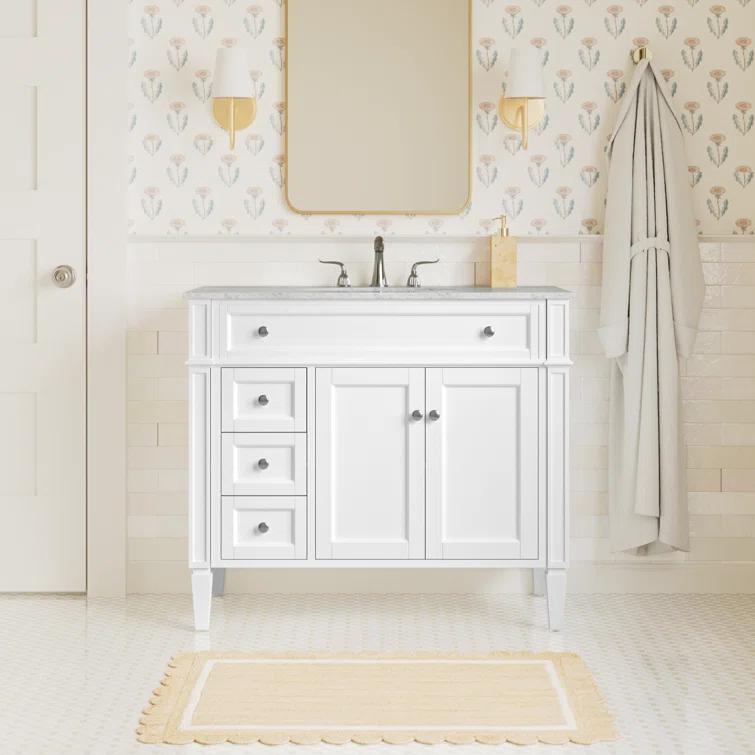 Rivers 40" Free-Standing Single Bathroom Vanity Set with Marble Vanity Top