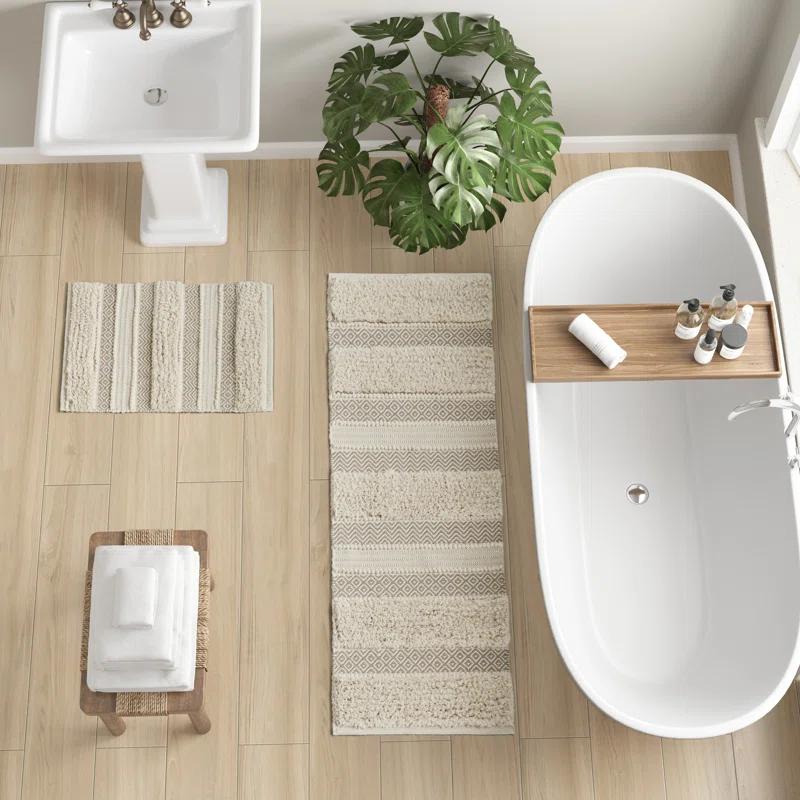 INK+IVY Asher Cotton Blend Bath Rug with Non-Slip Backing