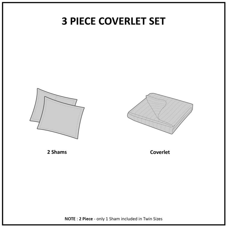 Madison Park Barwick Reversible Solid 3 Piece Quilt Set