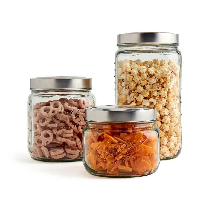 Mason Craft & More Vintage Storage Jars Glass Canister - Set of 3