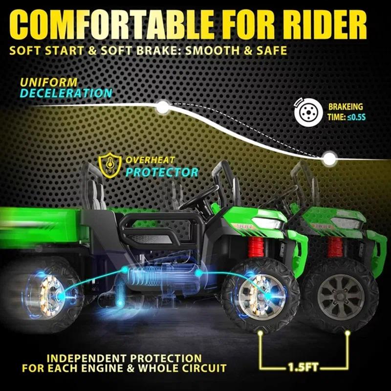 4 Wheels 24V Ride on Dump Truck Toys 2 Seater Kids Ride On UTV Car with Remote Control,Electric Dump Bed
