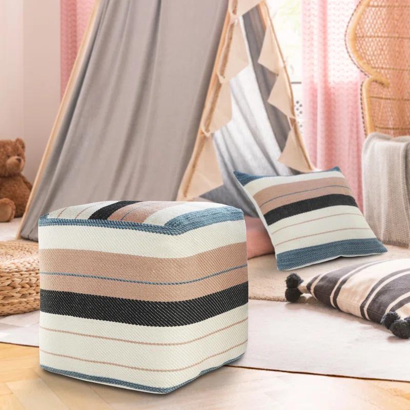 Dakota Fields Argueta Outdoor Performance Striped Pouf Ottoman