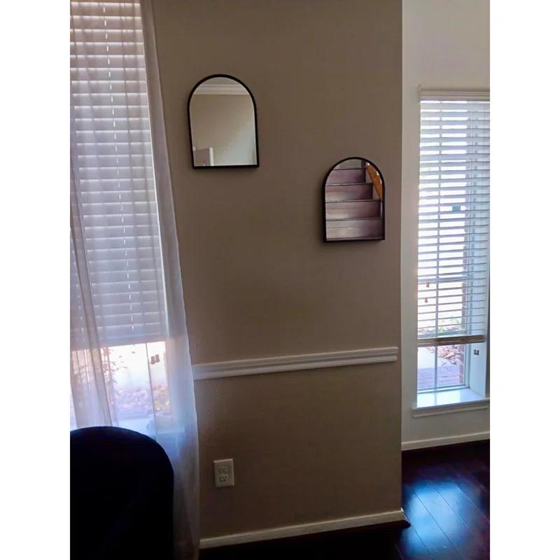 10X13 Inch Black Small Arched Mirror For Bathroom Vanity Mirror Or Wall Decor Arch Mirror Brushed Metal Frame Wall Mounted Mirror For Bathroom Livingroom Bedroom Entryway