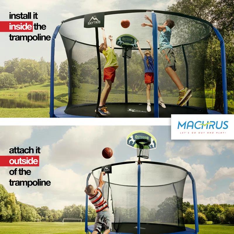 Moxie 15 FT Outdoor Trampoline Set w/ Safety Enclosure, includes Basketball Hoop with Ball & Pump & Ladder