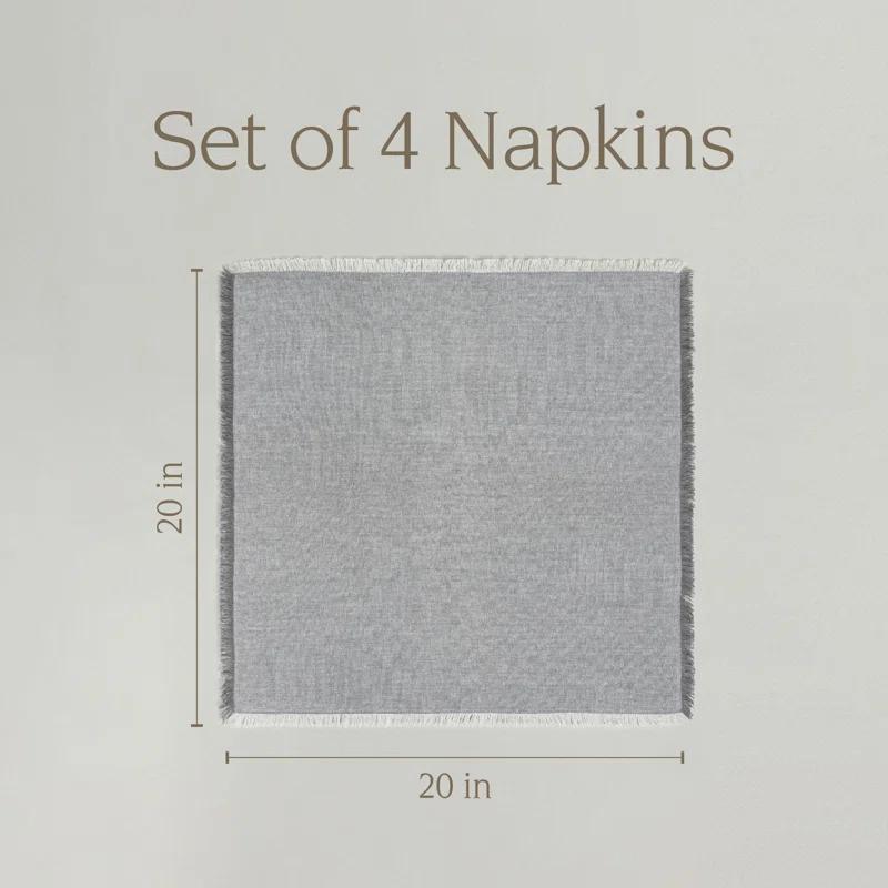 over&back over&back Woven Frayed Chambray Cotton Cloth Napkins