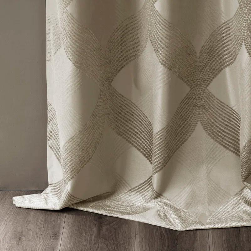 Madison Park Bentley Ogee Knitted Jacquard Geometric Total Blackout Single Curtain Panel
