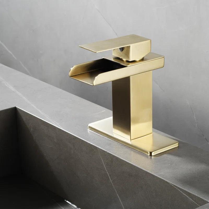HGN TPLT-001LSJ-DP-XS HGN Waterfall Spout Bathroom Faucet with Pop-up Drain